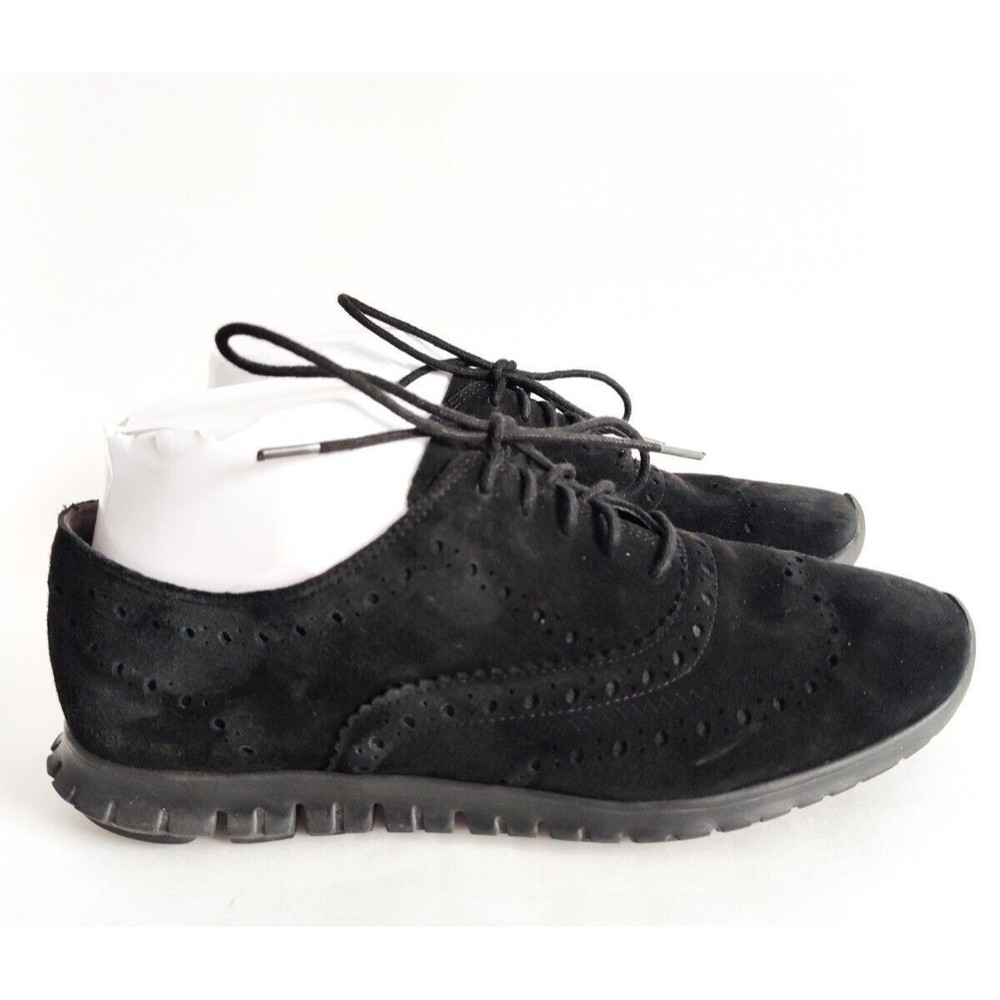 Cole Haan Zerogrand Wingtip Oxford Womens Size 8 B Black Perforated Shoes Preppy